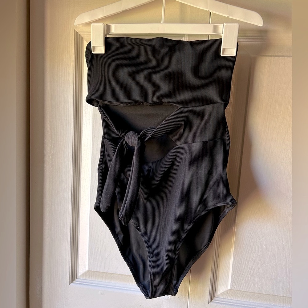 Aerie Black Ribbed One-Piece Swimsuit